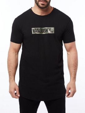 Rundhalsad Casual Letter Pullover Kortärmad T-Shirt För Män