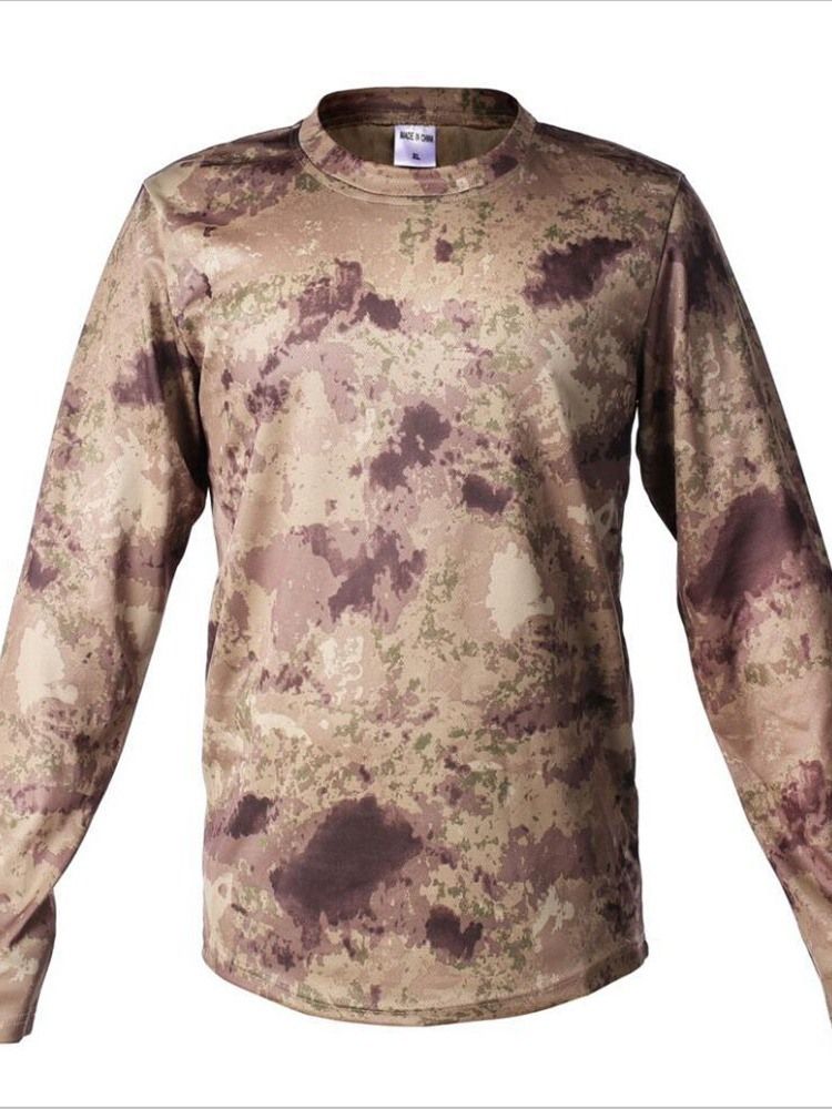 Rundhalsad Kamouflage Långärmad Smal T-Shirt För Män