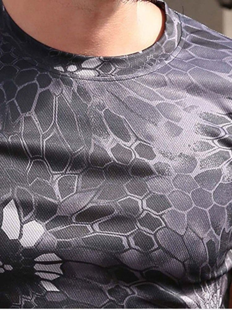 Rundhalsad Kamouflage Långärmad Smal T-Shirt För Män