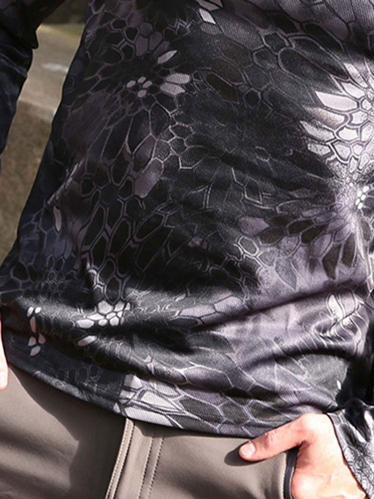 Rundhalsad Kamouflage Långärmad Smal T-Shirt För Män