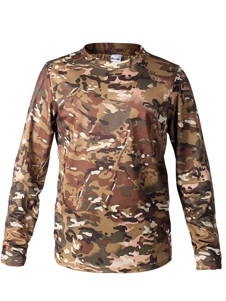 Rundhalsad Kamouflage Långärmad Smal T-Shirt För Män