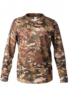Rundhalsad Kamouflage Långärmad Smal T-Shirt För Män