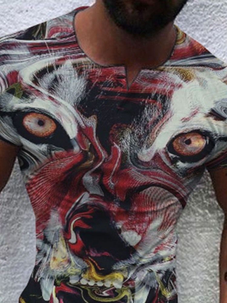 Rundhalsad Kortärmad Smal T-Shirt För Män Med Tryck