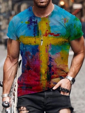 Rundhalsad Kortärmad T-Shirt För Män Avslappnat Tryck