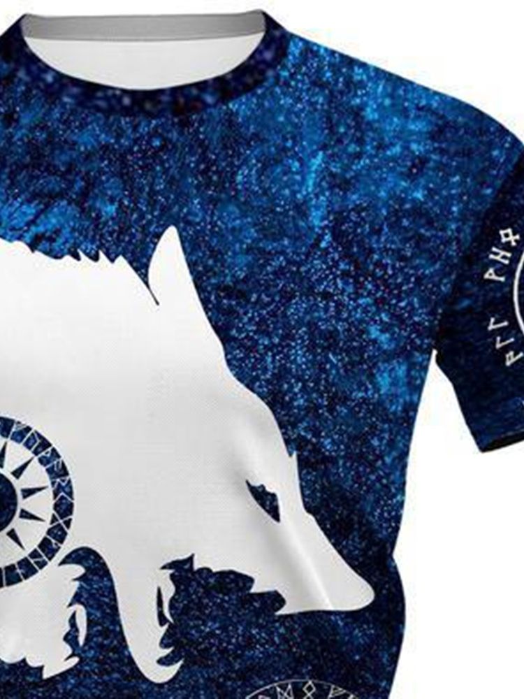 Rundhalsad Slim Print Pullover Kortärmad T-Shirt För Män