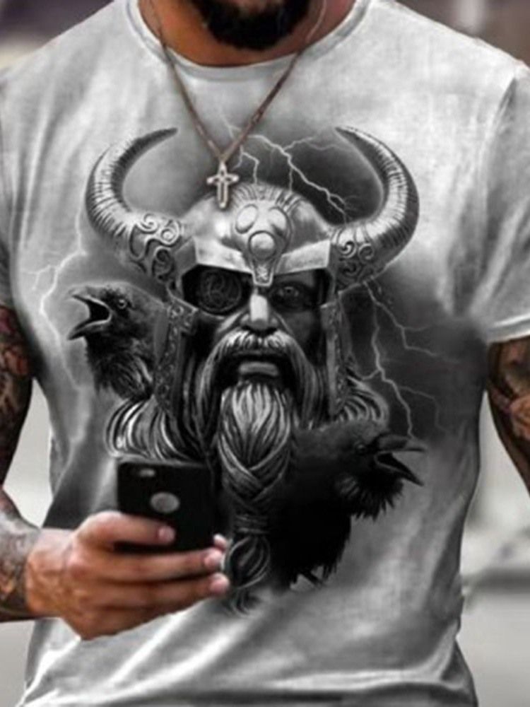 Rundhalsad Tecknad Kortärmad Tröja För Män T-Shirt