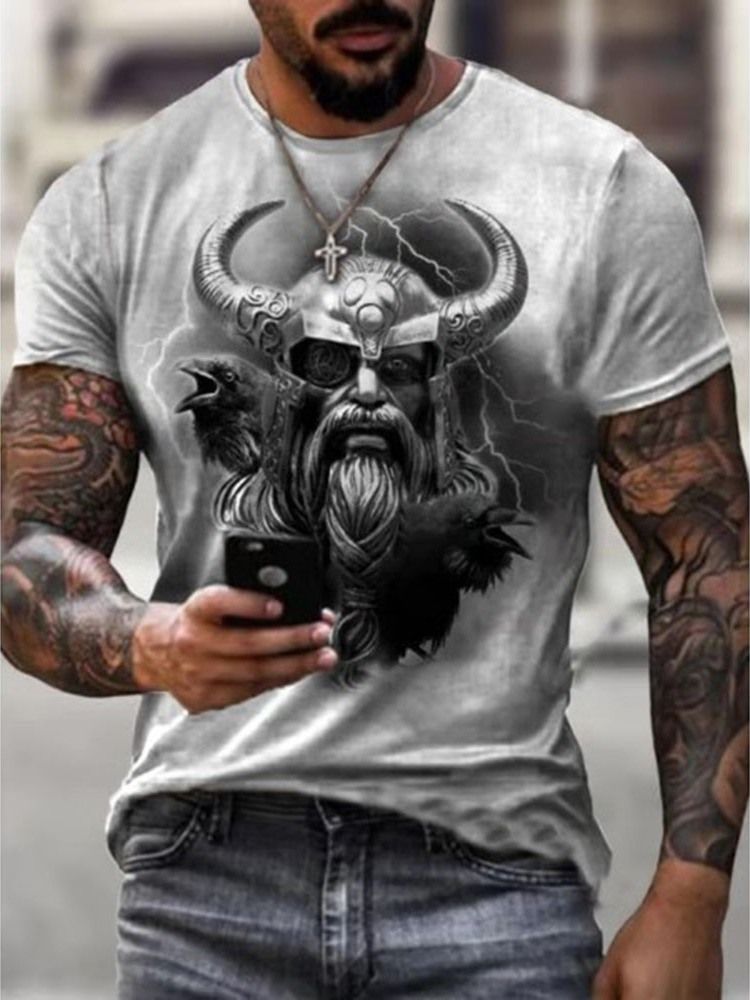 Rundhalsad Tecknad Kortärmad Tröja För Män T-Shirt