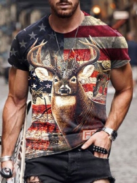 Rundhalsad Tröja Med Europeiskt Tryck För Män Lös T-Shirt