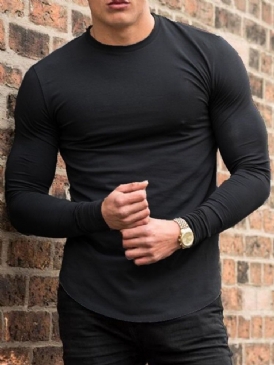 Rundhalsad Vanlig Casual Pullover Slim T-Shirt