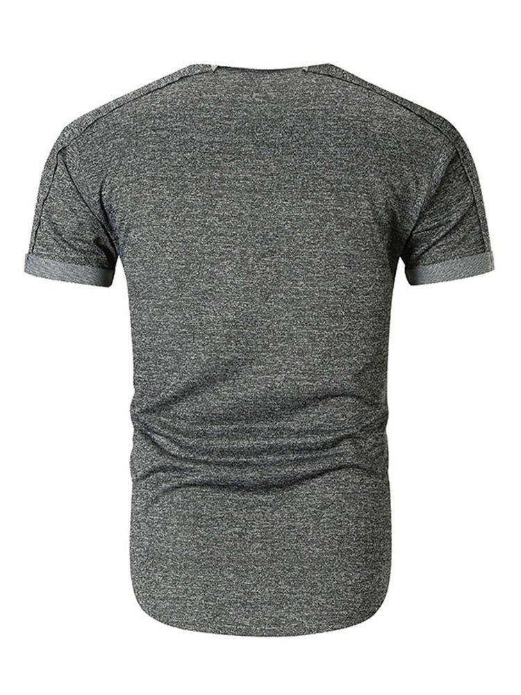 Rundhalsad Vanlig Casual Pullover Slim T-Shirt För Män