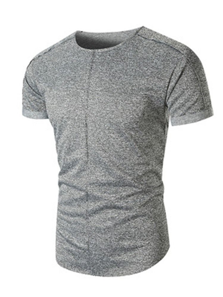 Rundhalsad Vanlig Casual Pullover Slim T-Shirt För Män