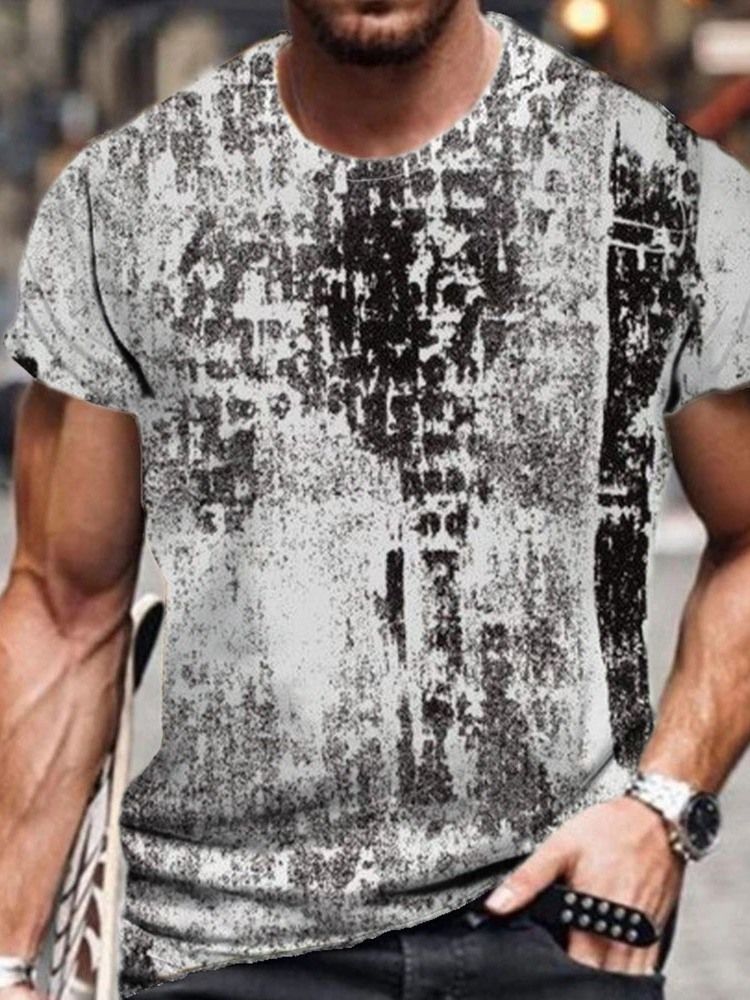 Skriv Ut Casual Rundhalsad Tröja Kortärmad Standardlängd T-Shirt För Män
