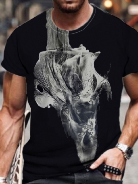 Skriv Ut Casual Rundhalsad Tröja Kortärmad Standardlängd T-Shirt För Män