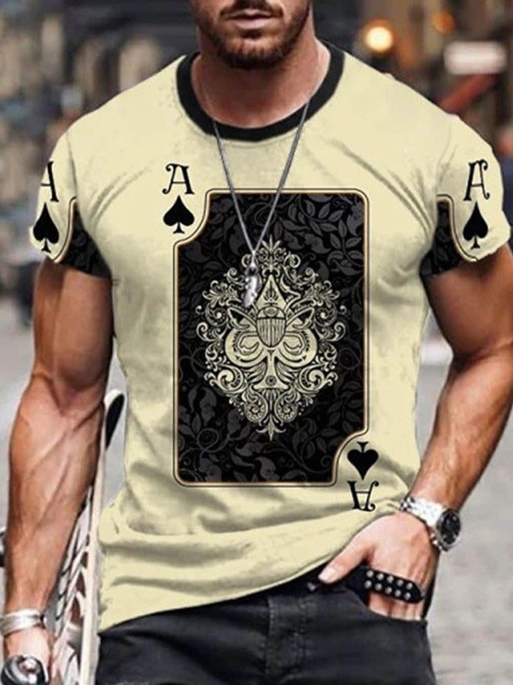 Smal Kortärmad T-Shirt För Män Med Rund Hals
