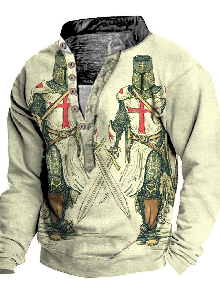 Ståkrage Europeiskt Tryck Lös Långärmad T-Shirt