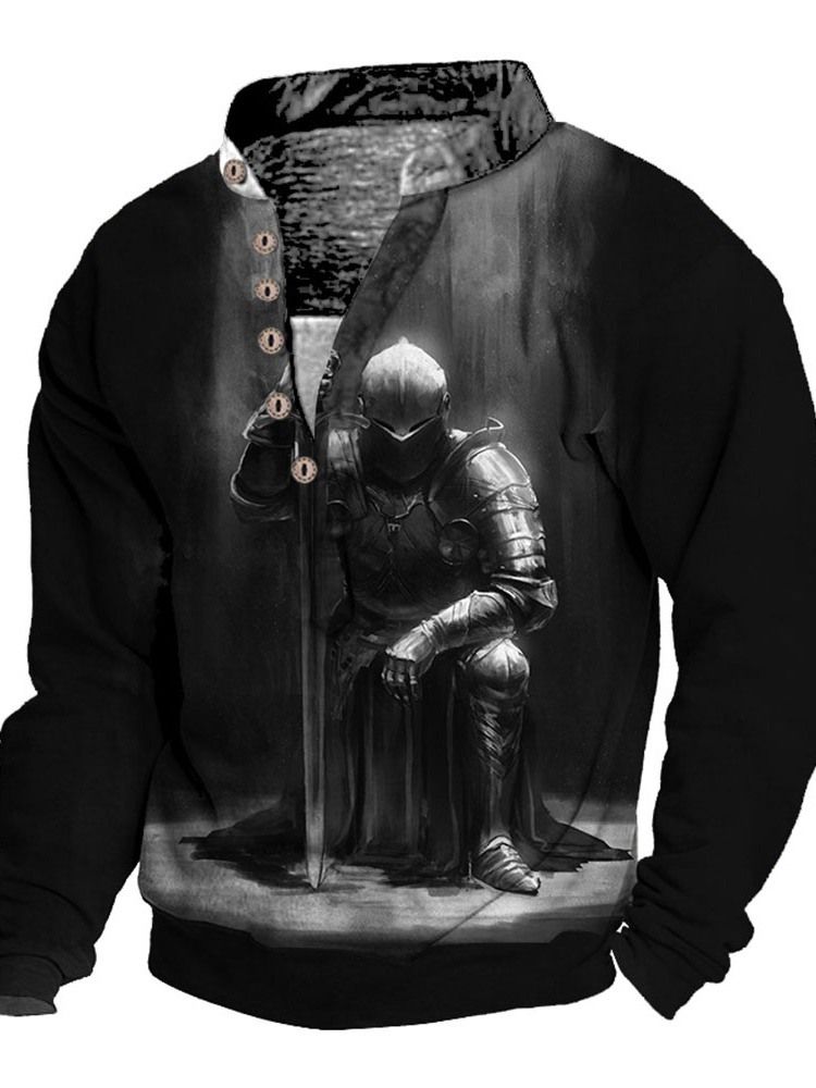 Ståkrage Europeiskt Tryck Lös Långärmad T-Shirt