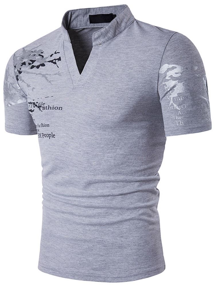 Ståkrage Kortärmad T-Shirt För Män