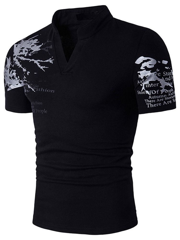 Ståkrage Kortärmad T-Shirt För Män