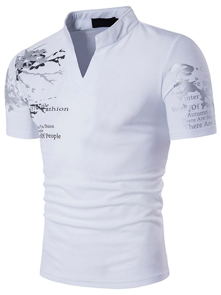 Ståkrage Kortärmad T-Shirt För Män