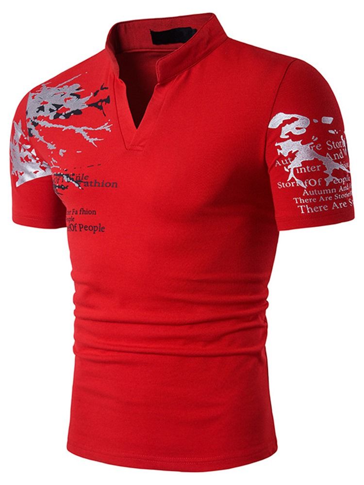 Ståkrage Kortärmad T-Shirt För Män
