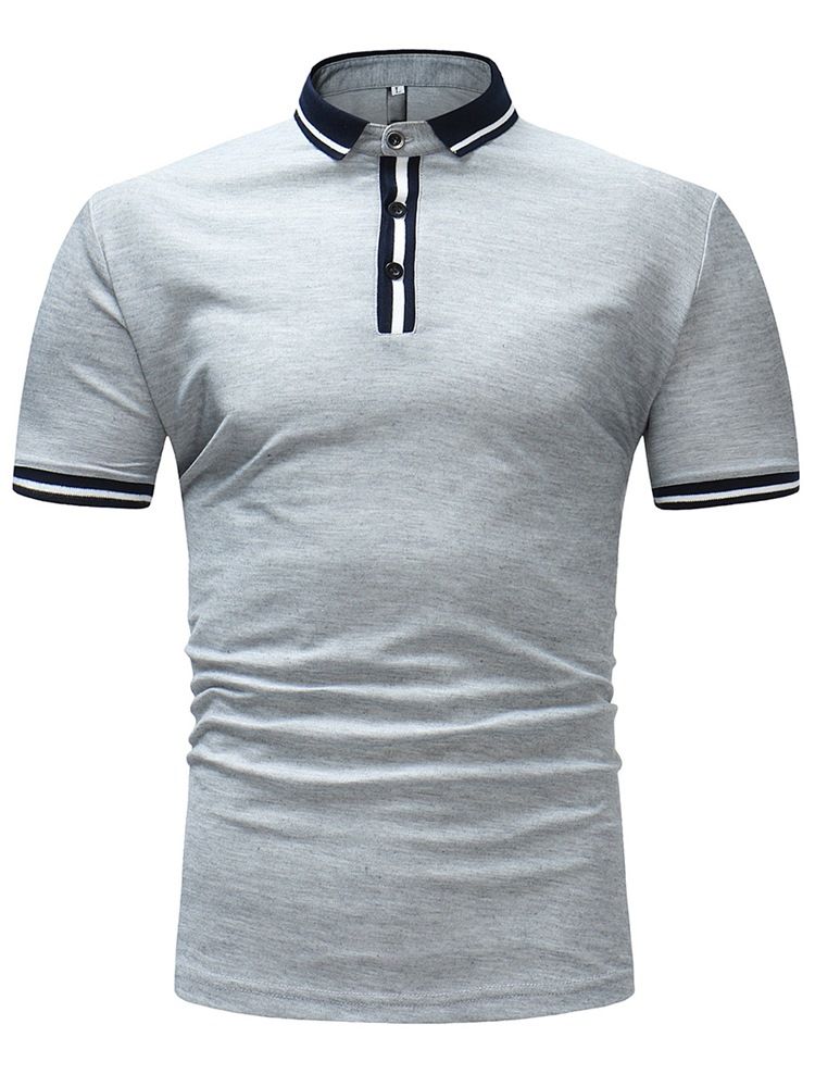 Stripe Plain Slim Fit Pikétröja För Män