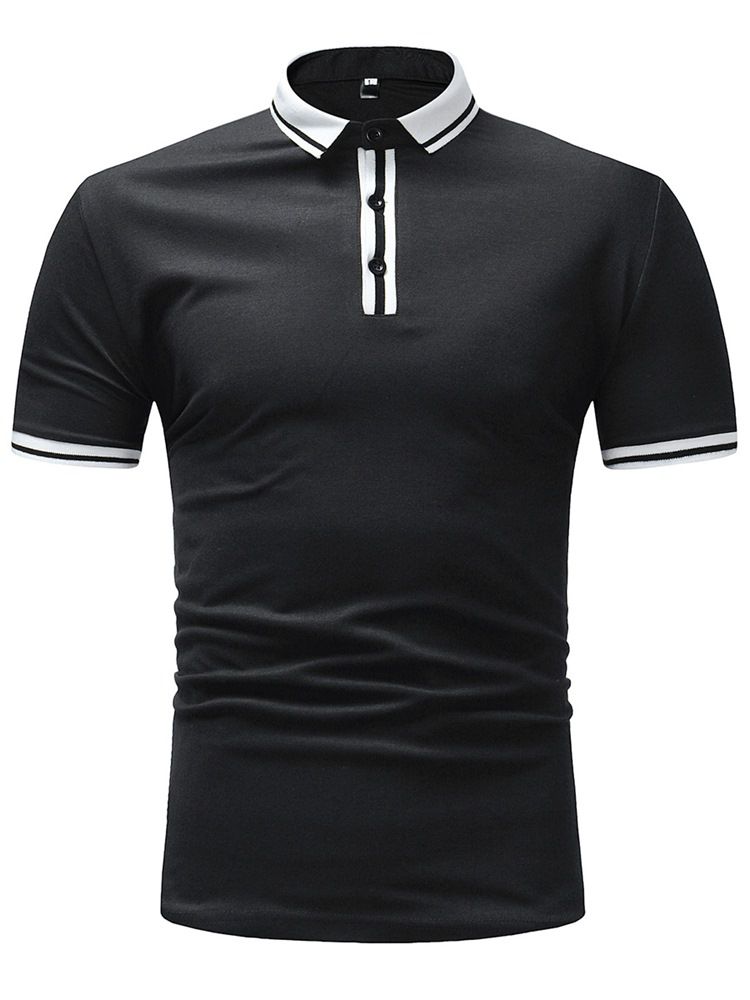 Stripe Plain Slim Fit Pikétröja För Män