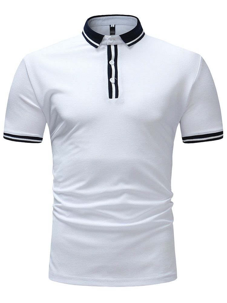 Stripe Plain Slim Fit Pikétröja För Män