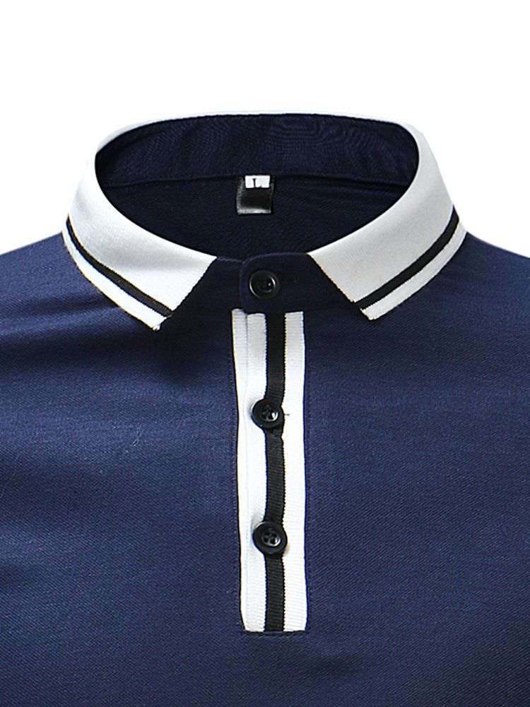 Stripe Plain Slim Fit Pikétröja För Män
