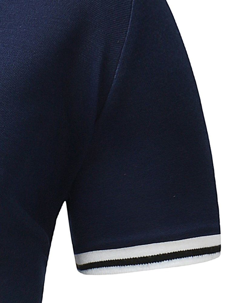 Stripe Plain Slim Fit Pikétröja För Män