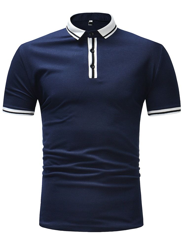 Stripe Plain Slim Fit Pikétröja För Män