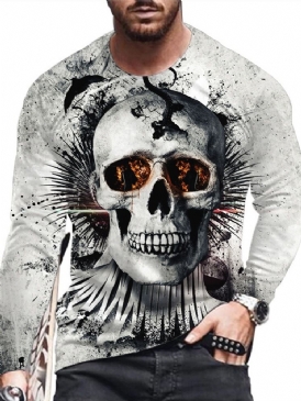 T-Shirt Med Rund Hals Och Rak Tröja Med Skalletryck
