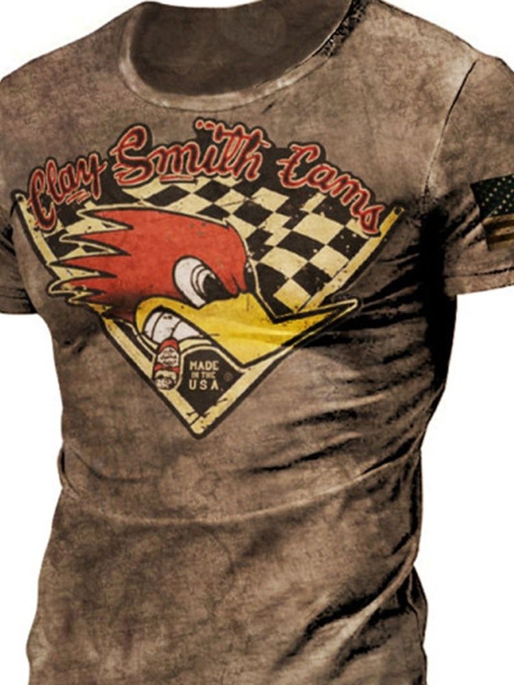 Tecknad Avslappnad Rundhalsad Tröja För Män Slim T-Shirt