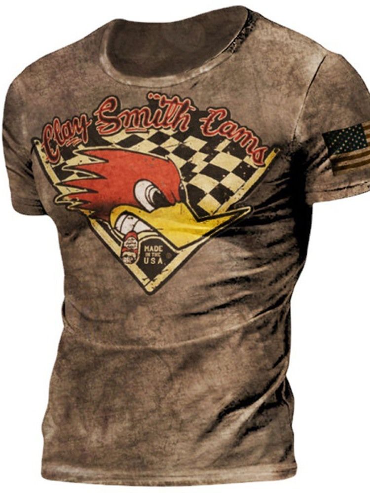 Tecknad Avslappnad Rundhalsad Tröja För Män Slim T-Shirt