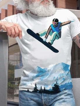 Tecknad Casual T-Shirt Med Rund Hals Och Kort Ärm