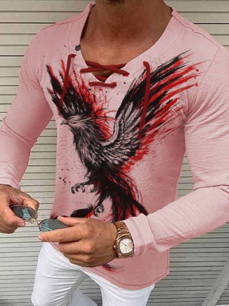 Tryck Animal Långärmad Slim T-Shirt För Män