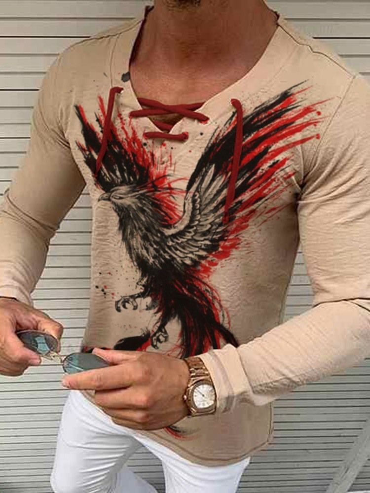 Tryck Animal Långärmad Slim T-Shirt För Män