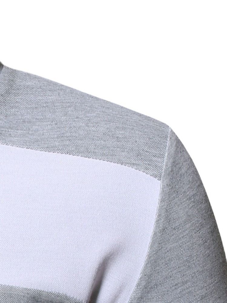 V-Ringad Färgblock Casual Kortärmad Smal T-Shirt För Män