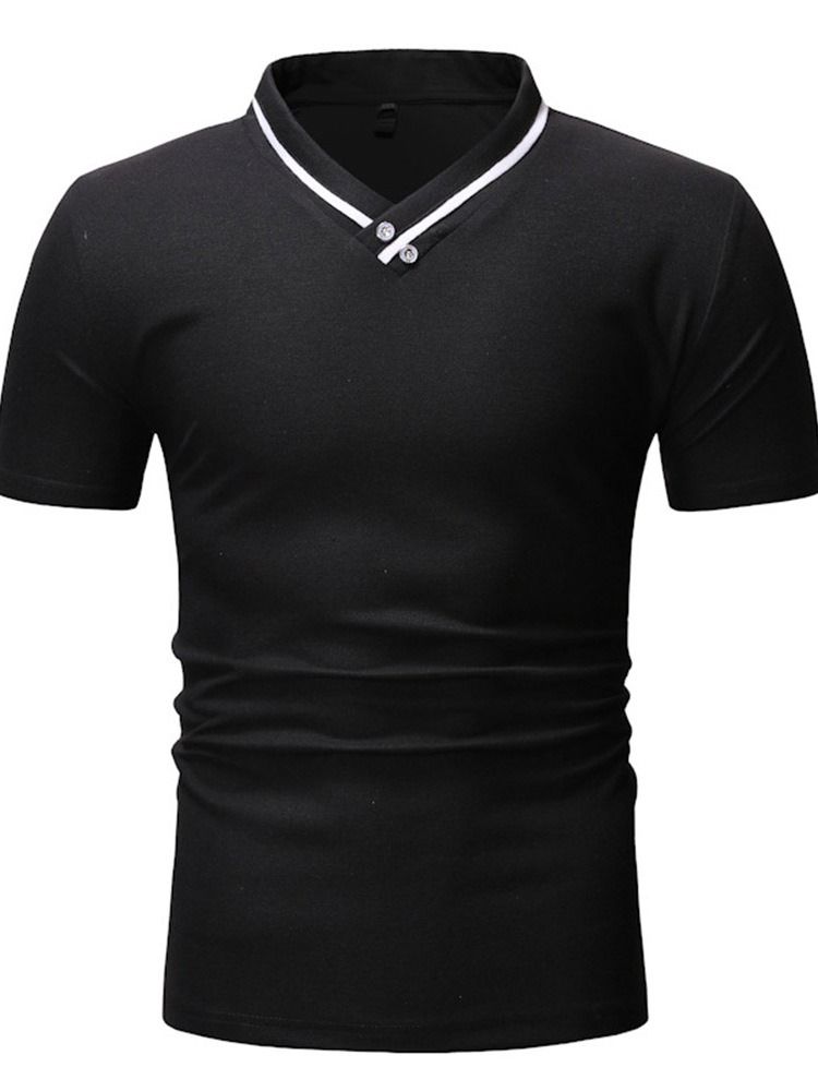 V-Ringad Färgblock Casual Slim Kortärmad T-Shirt För Män