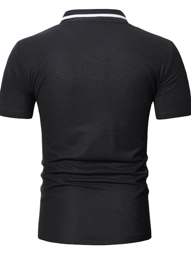 V-Ringad Färgblock Casual Slim Kortärmad T-Shirt För Män