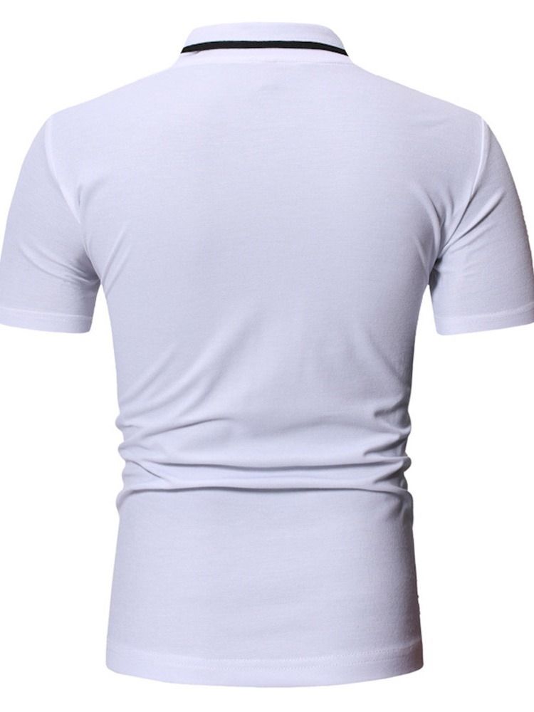 V-Ringad Färgblock Casual Slim Kortärmad T-Shirt För Män