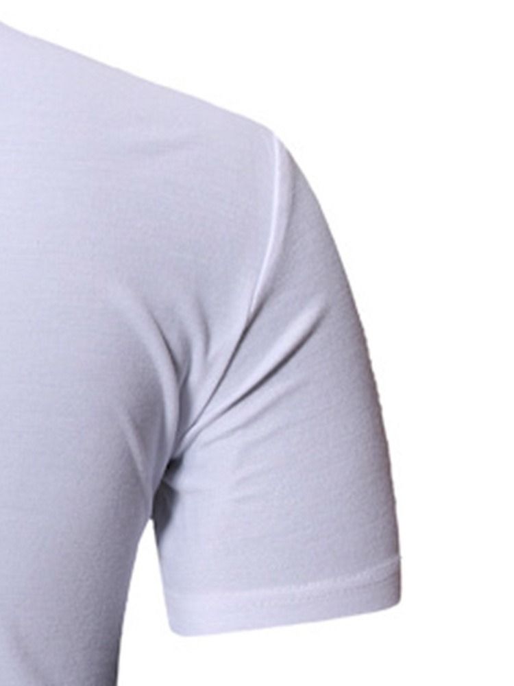 V-Ringad Färgblock Casual Slim Kortärmad T-Shirt För Män