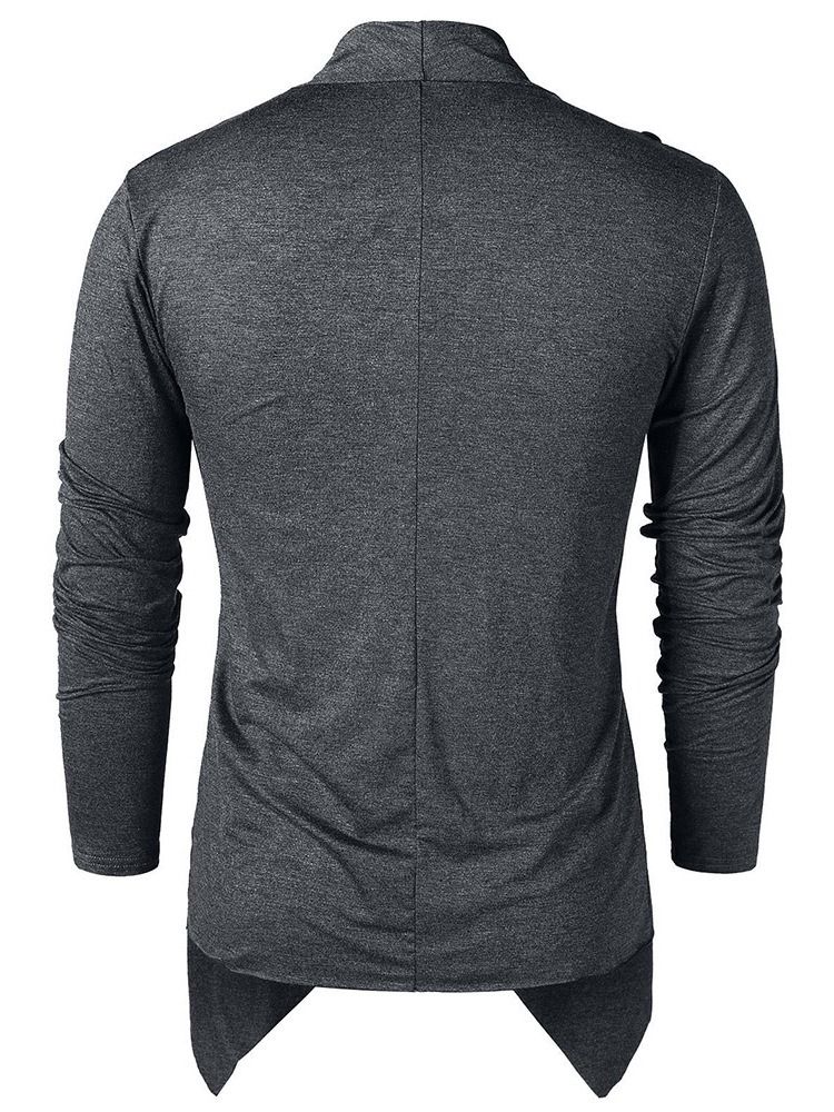 Vanlig Casual Heap Collar Pullover Långärmad T-Shirt För Män