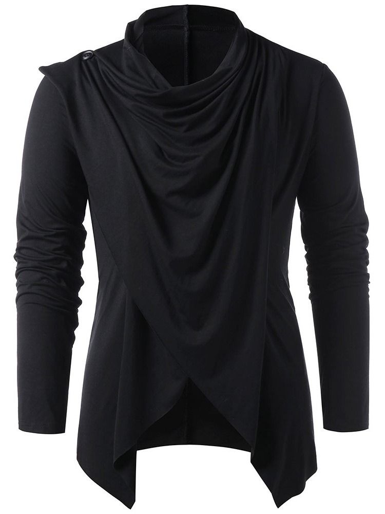 Vanlig Casual Heap Collar Pullover Långärmad T-Shirt För Män