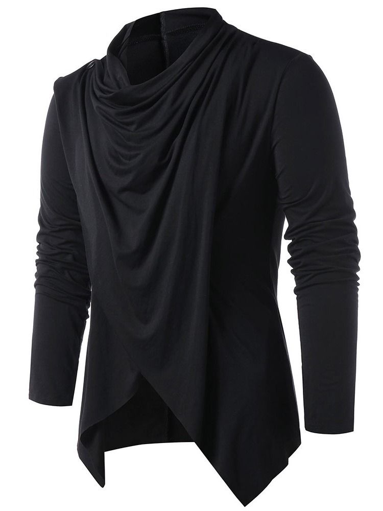 Vanlig Casual Heap Collar Pullover Långärmad T-Shirt För Män