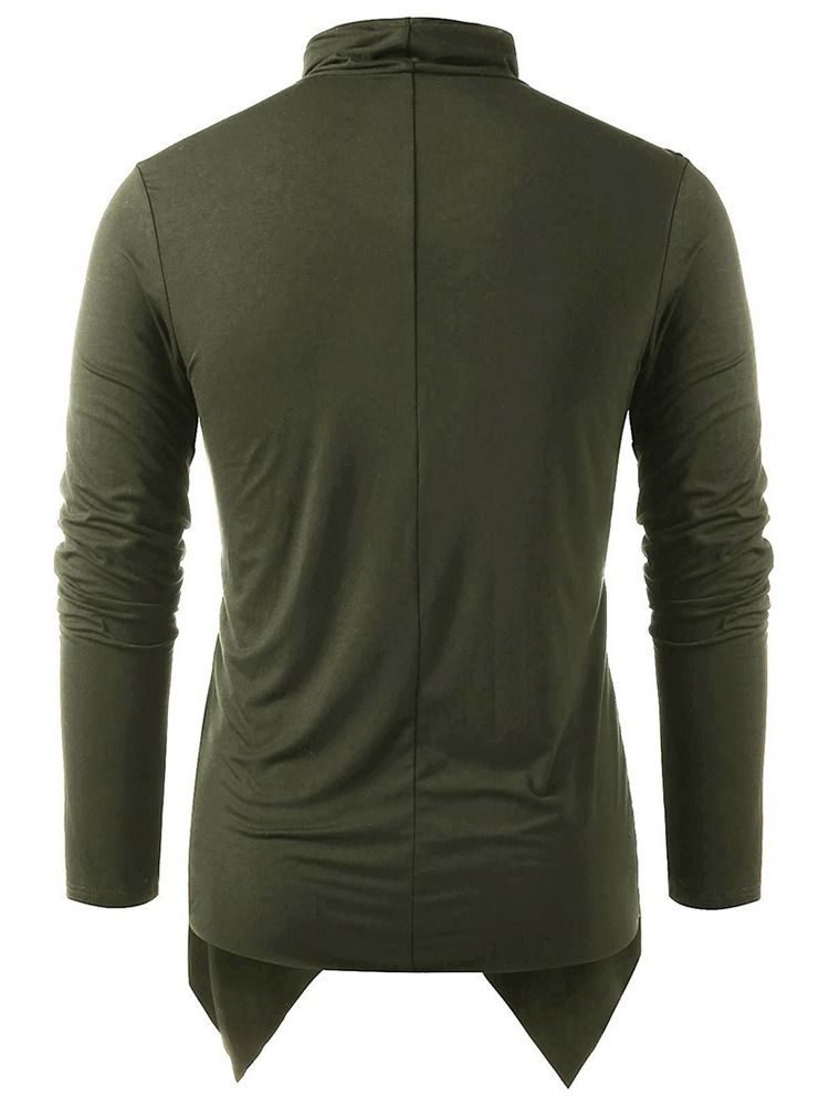 Vanlig Casual Heap Collar Pullover Långärmad T-Shirt För Män
