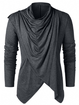 Vanlig Casual Heap Collar Pullover Långärmad T-Shirt För Män