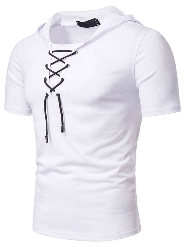 Vanlig Huva Med Spetsar För Män Kortärmad T-Shirt