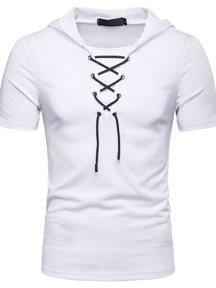 Vanlig Huva Med Spetsar För Män Kortärmad T-Shirt
