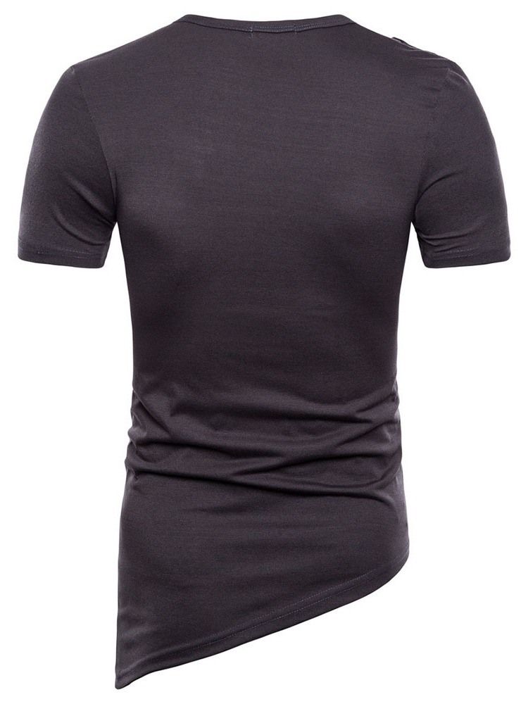 Vanlig Rundhalsad Casual Pullover Kortärmad T-Shirt För Män