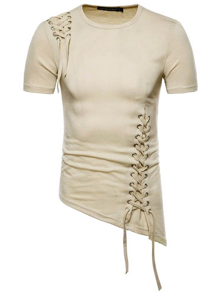 Vanlig Slimmad Asymmetrisk T-Shirt För Män